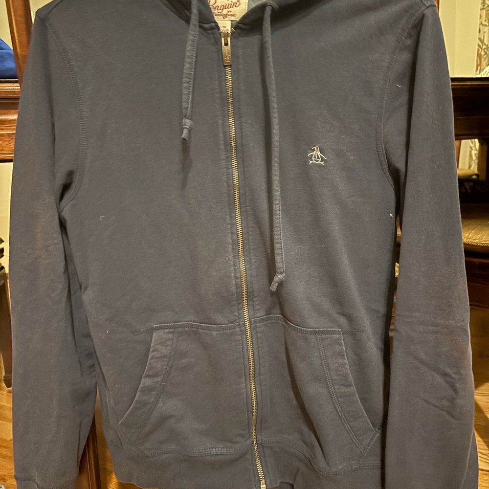 Original Penguin Men's Dark Blue Zip-Up Sweater
